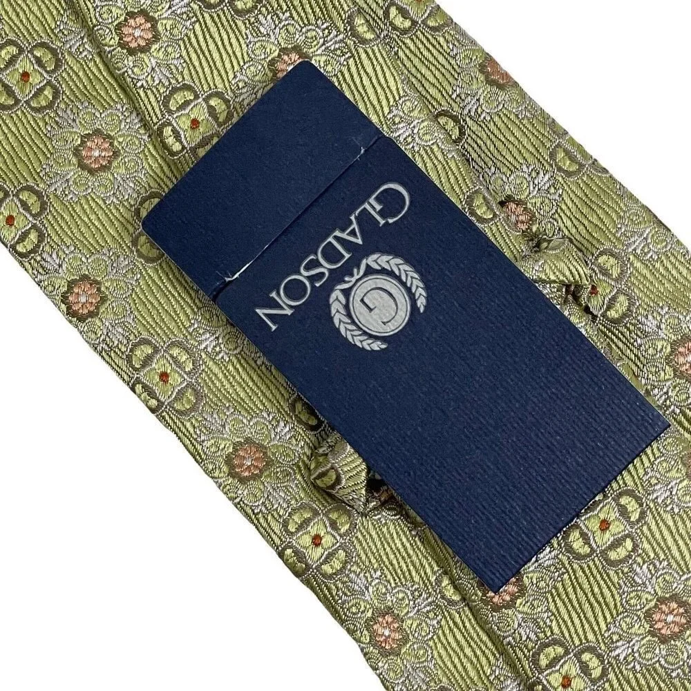NWT Gladson Men's‎ Necktie Silk Gold Orange Geometric 4
